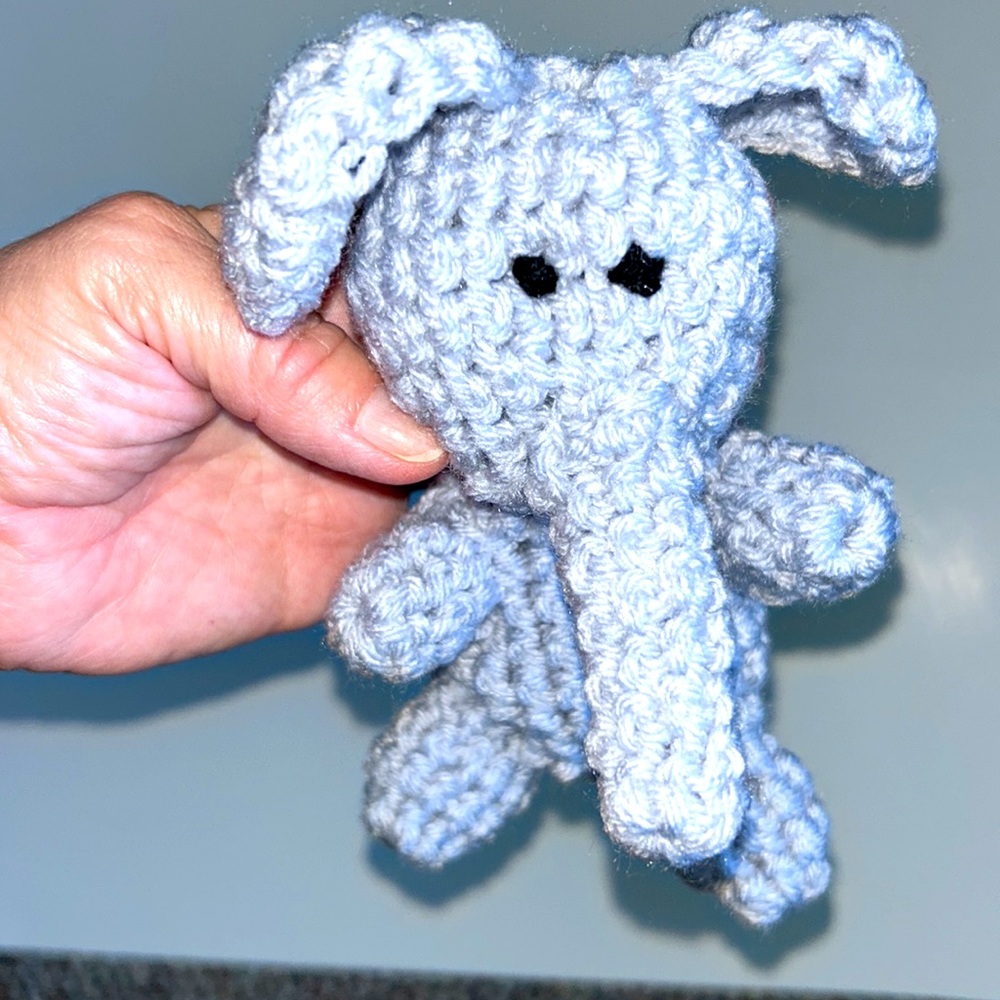 HAND CRAFTED Adorable Crocheted Stuffed Colorful Elephant Amigurumi Toy - Picture 4 of 5